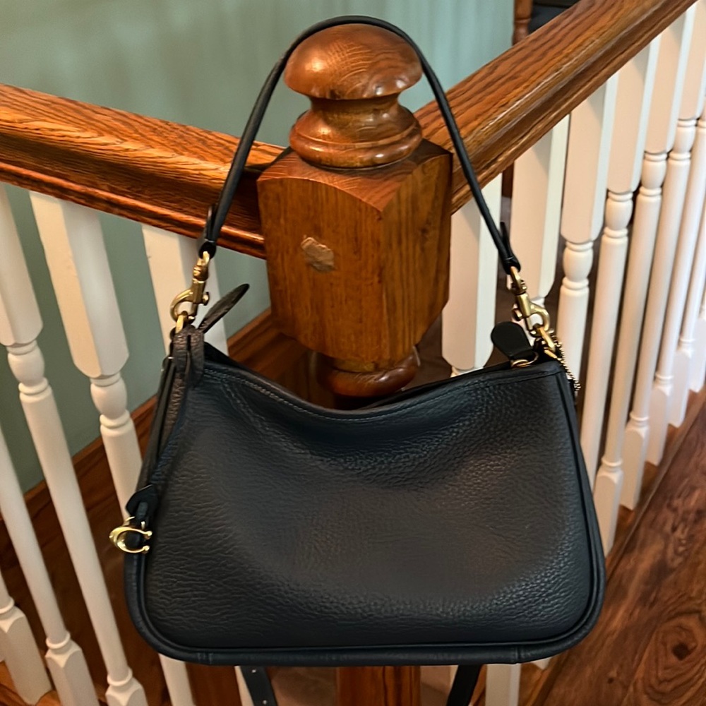 EUC Coach Denim Blue Pebbled Leather Cary Crossbody $295